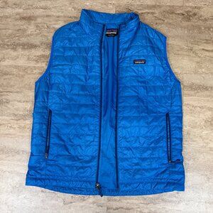 Patagonia Vest Mens XL Blue Nano Puff Quilted Prima loft Full Zip Packable